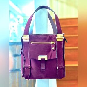 Jimmy Choo oxblood suede leather Elegant Burgundy Handbag Authentic Gold w COA